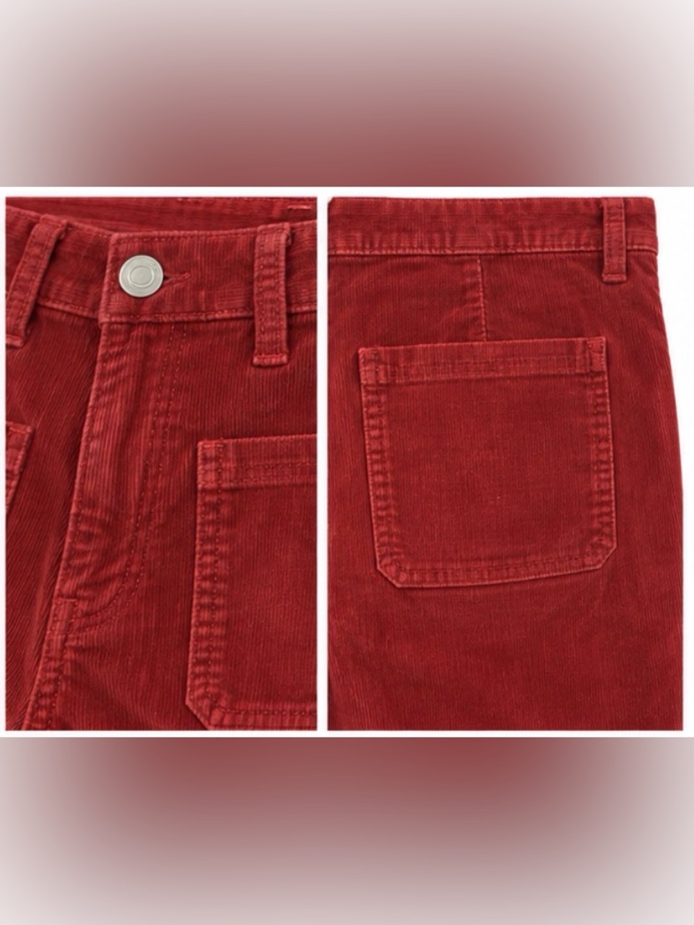 Wonderly Vintage Straight Corduroy Pants Red Size 10R High Rise Stretch - Picture 4 of 5